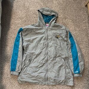 Vintage 90s Puma Jacksonville Jaguars NFL Windbreaker Jacket Black Teal Mens L